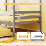 Twin Size Wooden Platform House Bed with Trundle and Roof - Image 7