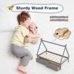 Twin Size Wooden Tent Platform House Bed with 2 Drawers - Image 9