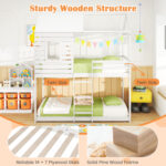 Twin over Twin House Bunk Bed with Roof and Full-length Guardrails - Image 6