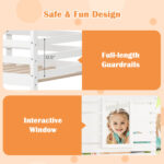 Twin over Twin House Bunk Bed with Roof and Full-length Guardrails - Image 7