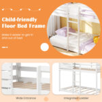 Twin over Twin House Bunk Bed with Roof and Full-length Guardrails - Image 8