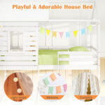 Twin over Twin House Bunk Bed with Roof and Full-length Guardrails - Image 9