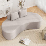 Upholstered Curved Sofa with 2 Cozy Pillows - Image 2