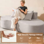 Upholstered Curved Sofa with 2 Cozy Pillows - Image 8