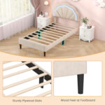 Upholstered LED Bed Frame with Adjustable Flower Headboard and Metal Support Feet - Image 10