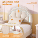 Upholstered LED Bed Frame with Adjustable Flower Headboard and Metal Support Feet - Image 8