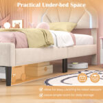 Upholstered LED Bed Frame with Adjustable Flower Headboard and Metal Support Feet - Image 9