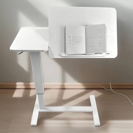 Folding White Multipurpose Mobile Desk Tilting Adjustable