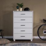Modern Farmhouse Solid Wood 5 Drawer Bedroom Chest in White Wooden Finish - Image 3