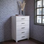 Modern Farmhouse Solid Wood 5 Drawer Bedroom Chest in White Wooden Finish - Image 4
