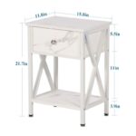 Set of 2 - Rustic Farmhouse 1-Drawer Nightstand Bedside Table in White - Image 5