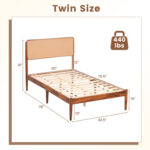 Wooden Boho Rattan Brown Bed Frame with Wooden Slat Support - Image 5