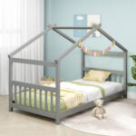 Twin Size Wooden House Bed with Roof - Image 6