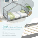 Twin Size Wooden House Bed with Roof - Image 12