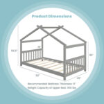 Twin Size Wooden House Bed with Roof - Image 5