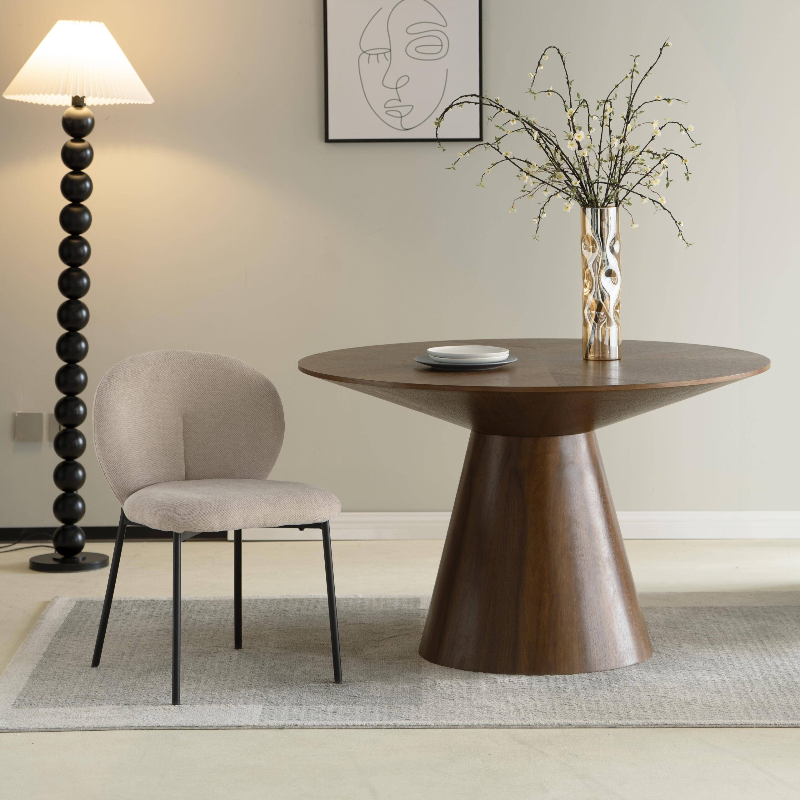 Fynix 47” Modern Round Wood Dining Table for Home Kitchen