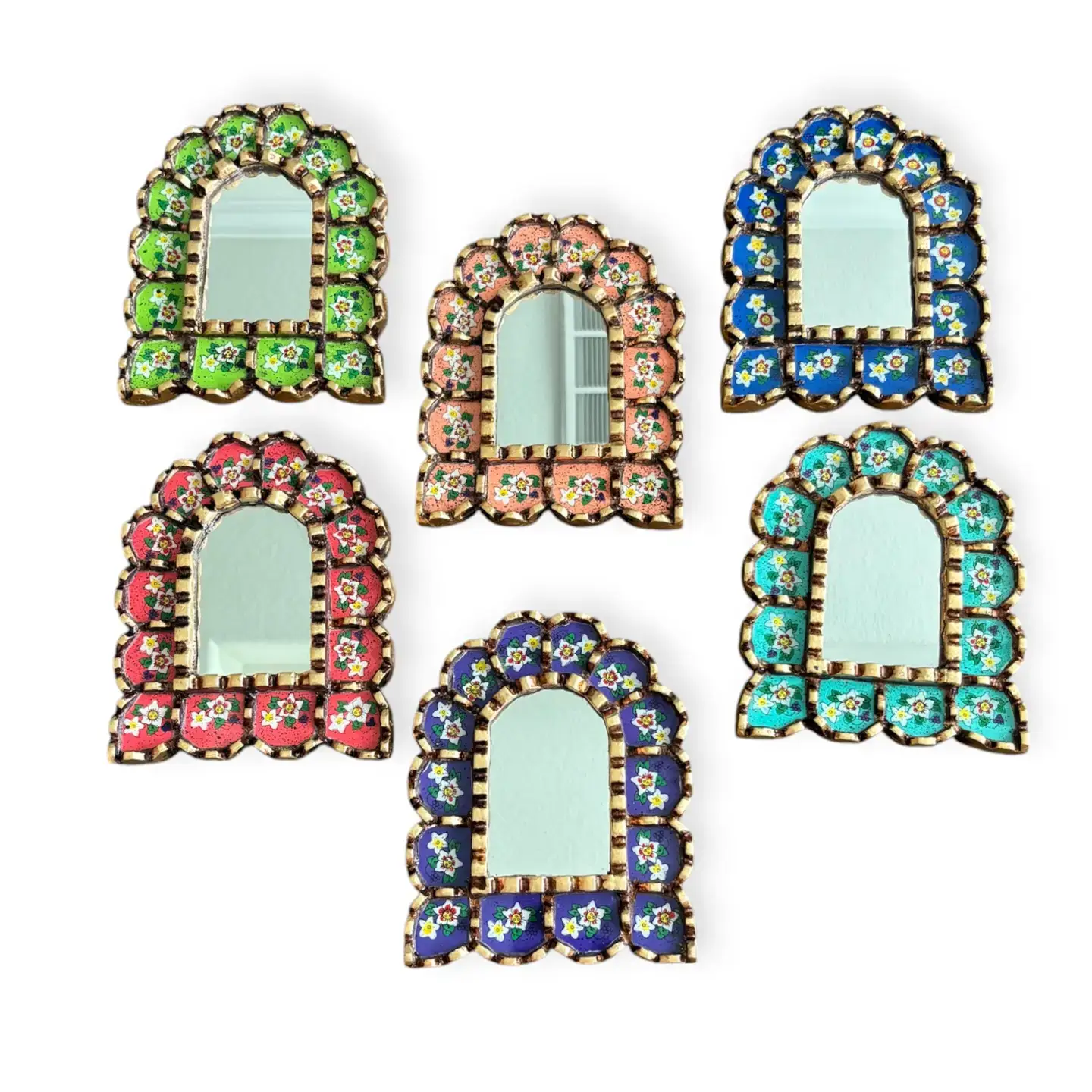 Peruvian Decorative Mirrors Assorted Shapes, Colors Handmade