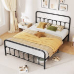 Bed Frame with Headboard and Under Bed Storage Black - Image 8
