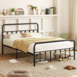 Bed Frame with Headboard and Under Bed Storage Black - Image 2
