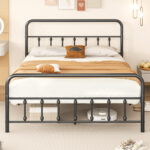 Bed Frame with Headboard and Under Bed Storage Black - Image 3