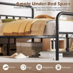 Bed Frame with Headboard and Under Bed Storage Black - Image 5