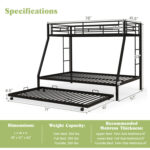 Twin Over Full Bunk Bed Frame with Trundle for Guest Room - Image 5