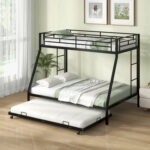 Twin Over Full Bunk Bed Frame with Trundle for Guest Room - Image 2