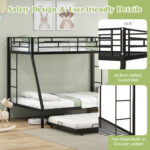 Twin Over Full Bunk Bed Frame with Trundle for Guest Room - Image 9
