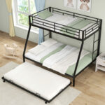 Twin Over Full Bunk Bed Frame with Trundle for Guest Room - Image 7