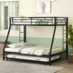 Twin Over Full Bunk Bed Frame with Trundle for Guest Room - Image 6