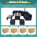 9 Pieces Outdoor Wicker Sectional with 35 Inch Gas Fire Pit Table - Image 5