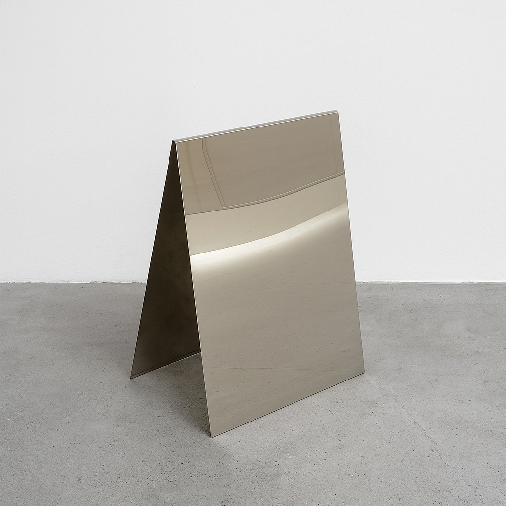 #003 - Mirrored Stainless Steel A-Frame Sidewalk Sign