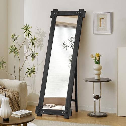 Standing Mirror with Solid Wood Frame