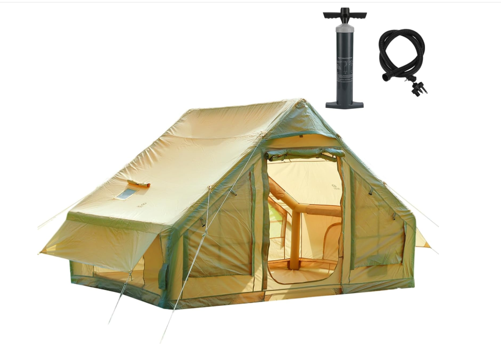 Inflatable Tent for Camping, with Air Pump, 2-in-1 Air Valve