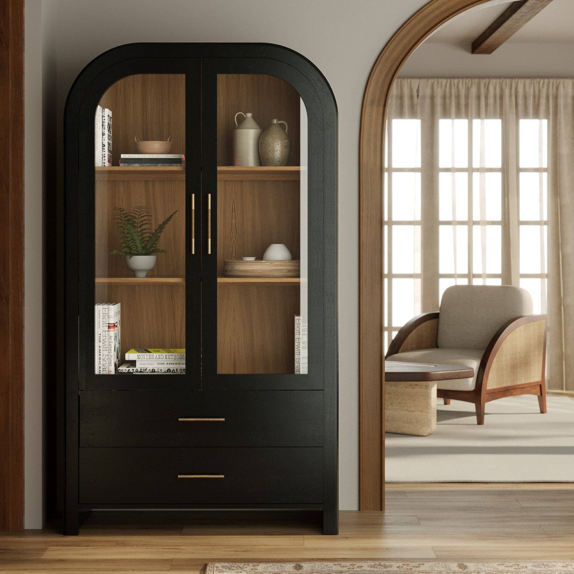 Liam Solid Wood Tall Cabinet
