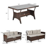 3 Pieces Hand-Woven Rattan Outdoor Sofa Set with Dining Table - Image 9