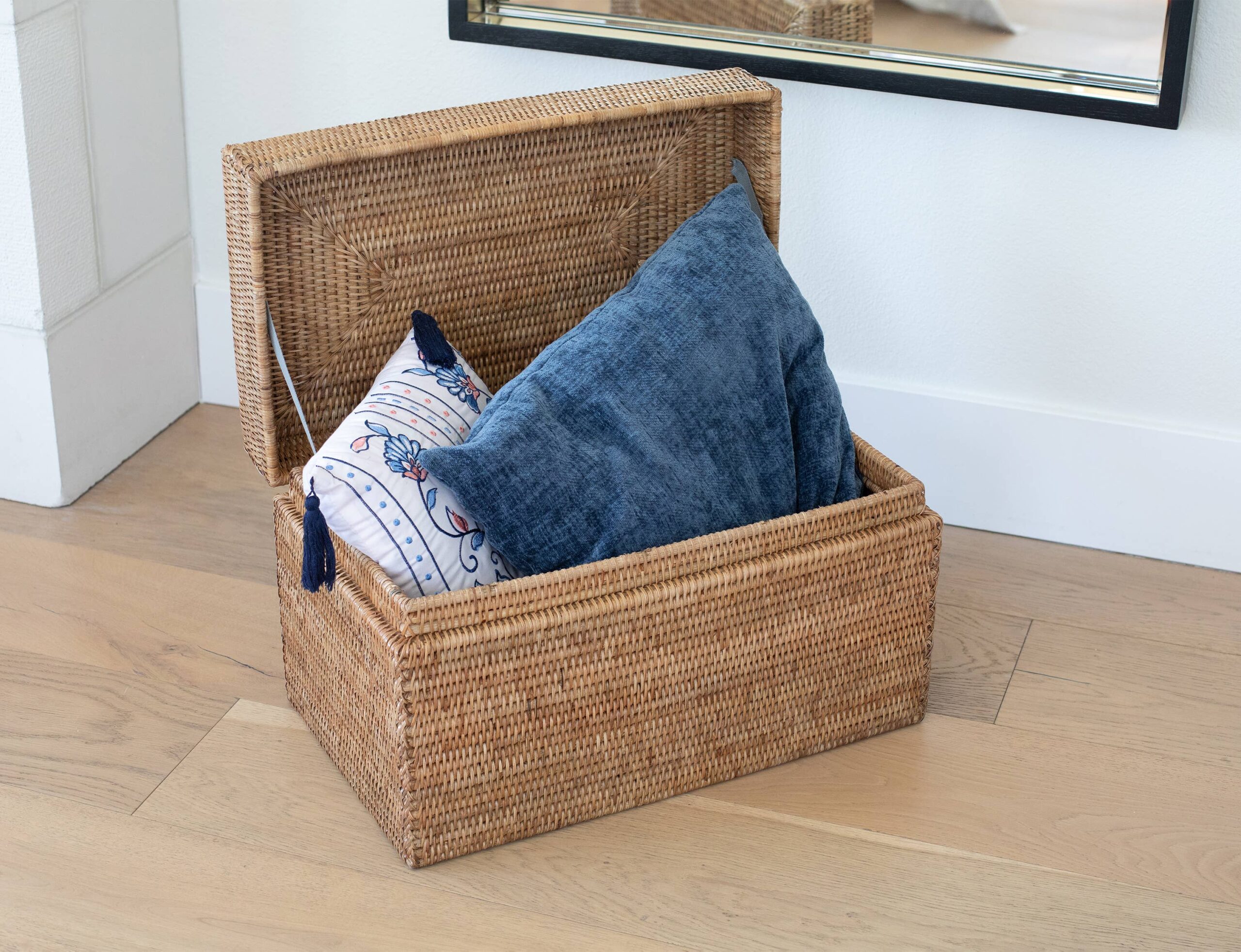 Rattan Rectangular Hinged Storage Chest