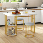 Rectangular Dining Table for 2 with 2-tier Storage Shelf for Small Space Dining Room - Image 2