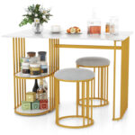 Rectangular Dining Table for 2 with 2-tier Storage Shelf for Small Space Dining Room - Image 4