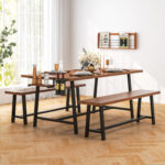 Dining Table Set for 5-7 with 2-Bottle Wine Rack and Condiment Holder - Image 2