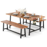 Dining Table Set for 5-7 with 2-Bottle Wine Rack and Condiment Holder - Image 3
