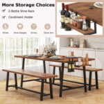 Dining Table Set for 5-7 with 2-Bottle Wine Rack and Condiment Holder - Image 7