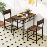 Dining Table Set with Metal Frame and Storage Rack - Image 2
