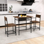 Dining Table Set with Metal Frame and Storage Rack - Image 3
