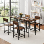 Dining Table Set with Metal Frame and Storage Rack - Image 6