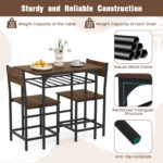 Dining Table Set with Metal Frame and Storage Rack - Image 9