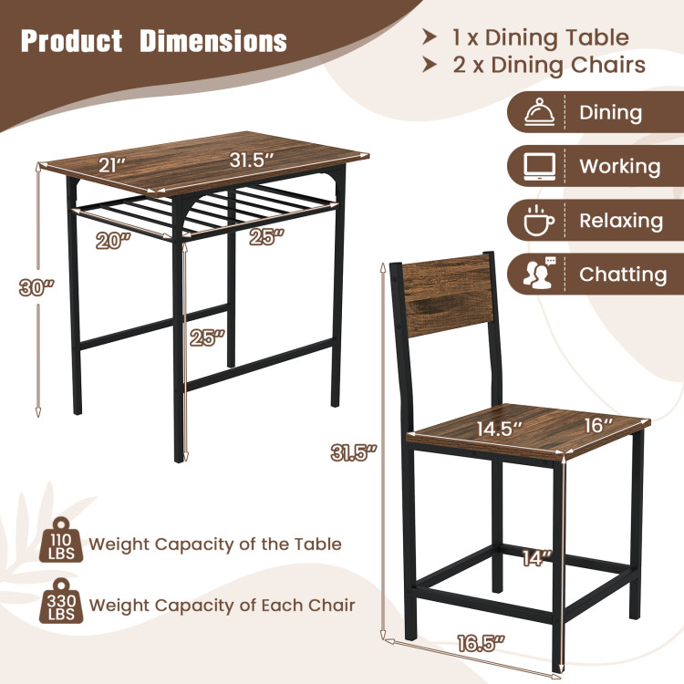 Dining Table Set with Metal Frame and Storage Rack - Image 5