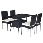 5 Pieces Rattan Dining Set with Glass Table and High Back Chair - Image 10