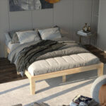 14 Inch Queen Size Rubber Wood Platform Bed Frame with Wood Slat Support - Image 6
