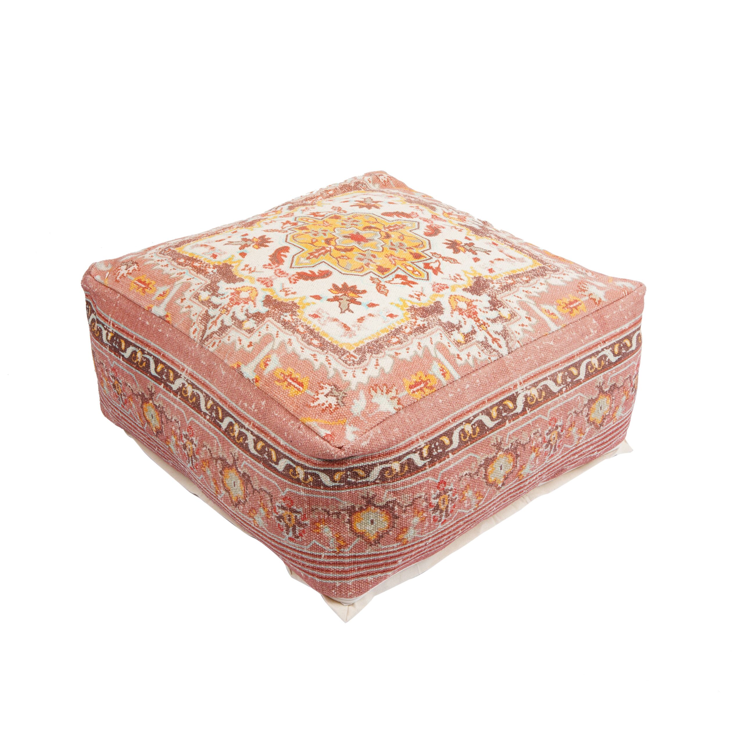 Stunning Moroccan Ottoman - Cream Printed